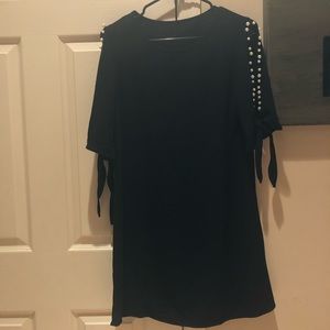 Black Dress with Pearls